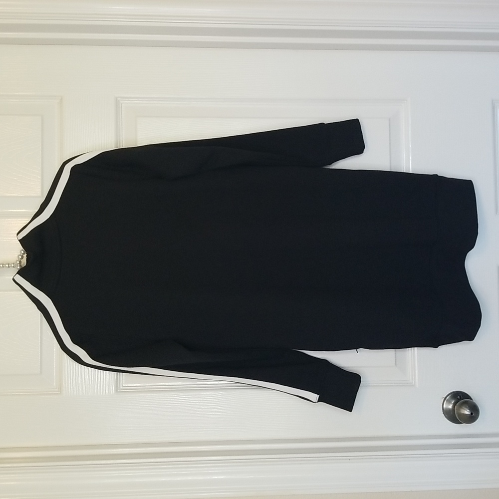 Athleta Circa Black With White Stripes Longsleeve Mini Track Dress - Picture 9 of 15